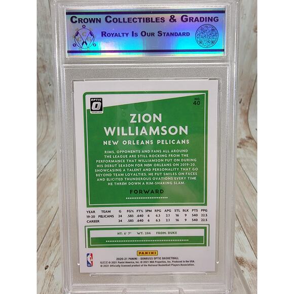 2020-21 Donruss Optic Zion Williamson White Prizm /99 CCG 9.5 Gem Mint - Picture 2 of 5